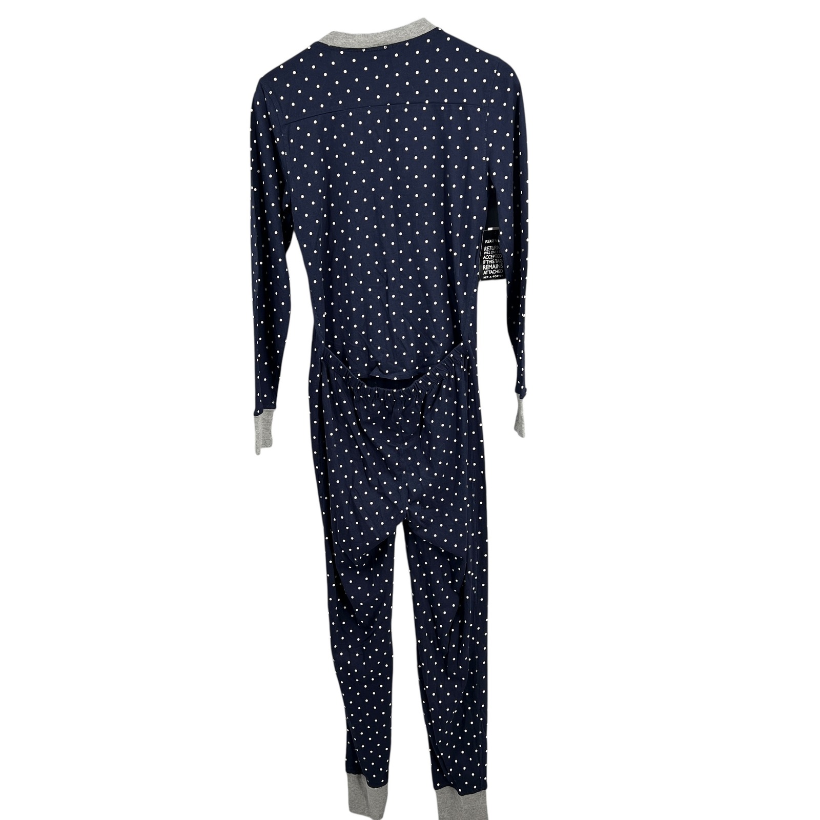 Sleepy Jones Polka Dot Union Suit One Piece Pajamas Navy Cotton Womens Small New — image 3 of 6